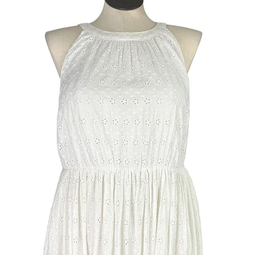 Torrid Halter Midi Dress Women 2X White Voile Eyelet Ruffle Sleeveless - Picture 4 of 12